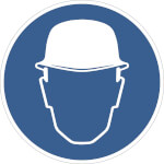 Gebotsschild auf Bogen Schutzhelm benutzen