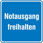 Hinweisschild - Betriebskennzeichnung Notausgang freihalten