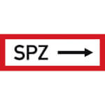 Hinweisschild für die Feuerwehr SPZ ---->