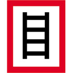 Hinweisschild für die Feuerwehr auf geeignete Stelle zum Anleitern