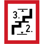 Hinweisschild für die Feuerwehr Hinweisschild auf eine Treppe, die nicht zum Dachgeschoss