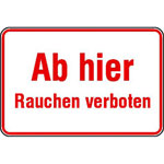 Hinweisschild - Betriebskennzeichnung Ab hier Rauchen verboten