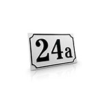 Nostalgie-Hausnummernschild mit Antiqua-Rand, weiß/schwarz