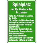 Spielplatzschild Spielplatz nur für Kinder unter 14 Jahren