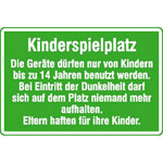 Spielplatzschild Kinderspielplatz Die Geräte dürfen nur..