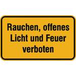 Hinweisschild - Betriebskennzeichnung Rauchen, offenes Licht und Feuer verboten