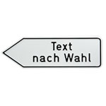 Individuell gefertigter Wegweiser (linksweisend) Aluminium, geprägt, Ecken rund, ohne Bohrung