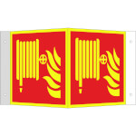 Brandschutzschild PLUS - Winkel - langnachleuchtend + tagesfluoreszierend Löschschlauch