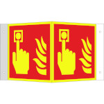 Brandschutzschild PLUS - Winkel - langnachleuchtend + tagesfluoreszierend Brandmelder
