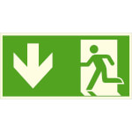 Fluchtwegschild - langnachleuchtend Notausgang links, abwärts (Kombischild)