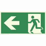 Fluchtwegschild - langnachleuchtend Notausgang links, (Kombischild)