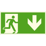 Fluchtwegschild - langnachleuchtend Notausgang rechts, abwärts (Kombischild)