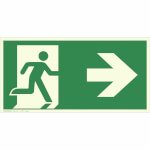 Fluchtwegschild - langnachleuchtend Notausgang rechts, (Kombischild)