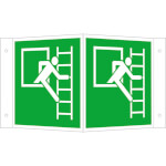 Fluchtwegschild - Winkel - langnachleuchtend Notausstieg mit Fluchtleiter rechts