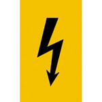 Warnschild auf Bogen Spannungszeichen (schwarzer Blitz)