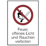 Verbots-Kombischild Feuer, offenes Licht und Rauchen verboten