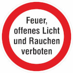 Hinweisschild - Betriebskennzeichnung Feuer, offenes Licht und Rauchen verboten