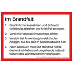 Hinweisschilder Brandschutz Bedienungsanleitung für Wandhydranten mit Flachschlauch