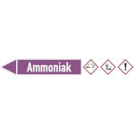 Rohrleitungspfeil linksweisend mit GHS-Symbol Ammoniak