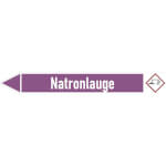 SafetyMarking Rohrleitungspfeil mit GHS-Symbol Natronlauge linksweisend
