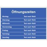 Türschild Öffnungszeiten zur individuellen Beschriftung
