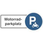 Fahnenschild Motorradparkplatz