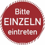 Teppichbodenmarkierung Bitte EINZELN eintreten - rot