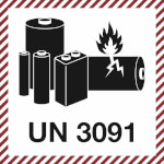Verpackungsetikett UN 3091 für Lithium-Metall-Batterien mit oder in Ausrüstungen verpackt