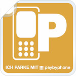 Parkticket Paybyphone Vignette Hinterglasaufkleber ich parke mit Paybyphone