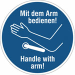 Hinweisschild - Türöffner/Türklinke Mit dem Arm bedienen!