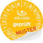 Individuell gefertigte Prüfplaketten Sicherheitsfolie 0,1 mm weiß