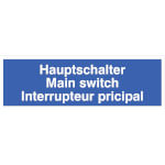 Hinweisschild auf Bogen - Elektrotechnik Hauptschalter 3-sprachig (D/GB/F)