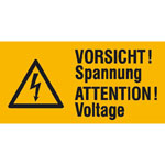 Warn-Kombischild auf Bogen Vorsicht Spannung 2-sprachig (D/GB)