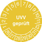 Prüfplakette UVV geprüft in Jahresfarbe