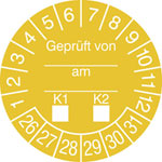 Prüfplakette Geprüft von in Jahresfarbe