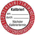 Prüfplaketten - Kalibriert am: durch: