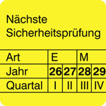 Prüfplakette Nächste Sicherheitsprüfung gelb/schwarz