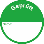Qualitätskennzeichnungsetiketten Text: Geprüft