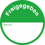 Qualitätskennzeichnungsetiketten Text: Freigegeben