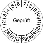 Prüfplaketten - Geprüft weiß/schwarz