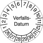 Prüfplakette Verfalls-Datum weiß/schwarz