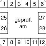 Prüfplakette geprüft am