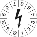 Elektro-Prüfplaketten (mit schwarzem Blitz) weiß/schwarz