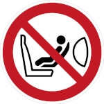 Verbotsschild auf Bogen Kindersitz installieren verboten