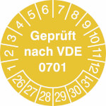 Prüfplakette Geprüft nach VDE 0701 in Jahresfarbe