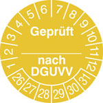 Prüfplakette Geprüft nach DGUV V in Jahresfarbe