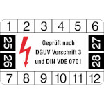 Prüfplakette Geprüft nach DGUV Vorschrift 3 und DIN VDE 0701