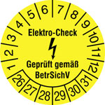 Prüfplakette Elektro-Check - Geprüft gemäß BetrSichV