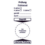 Grundplakette Prüfung Prüfintervall: 3 Jahre, 4 Jahre, 5 Jahre