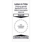 Grundplakette Prüfung gem. BetrSichV §3 (6), DGUV Information 208-016